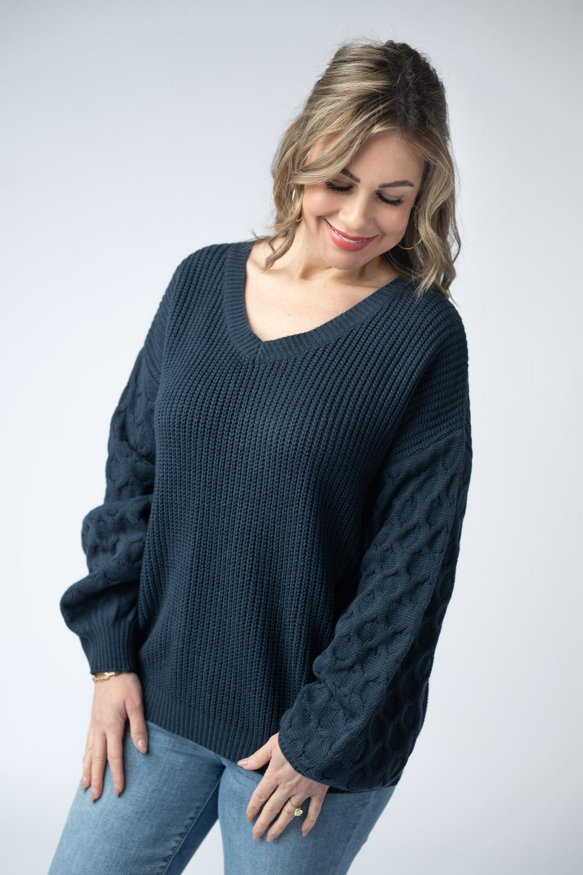 Talina Textured Sweater in Navy