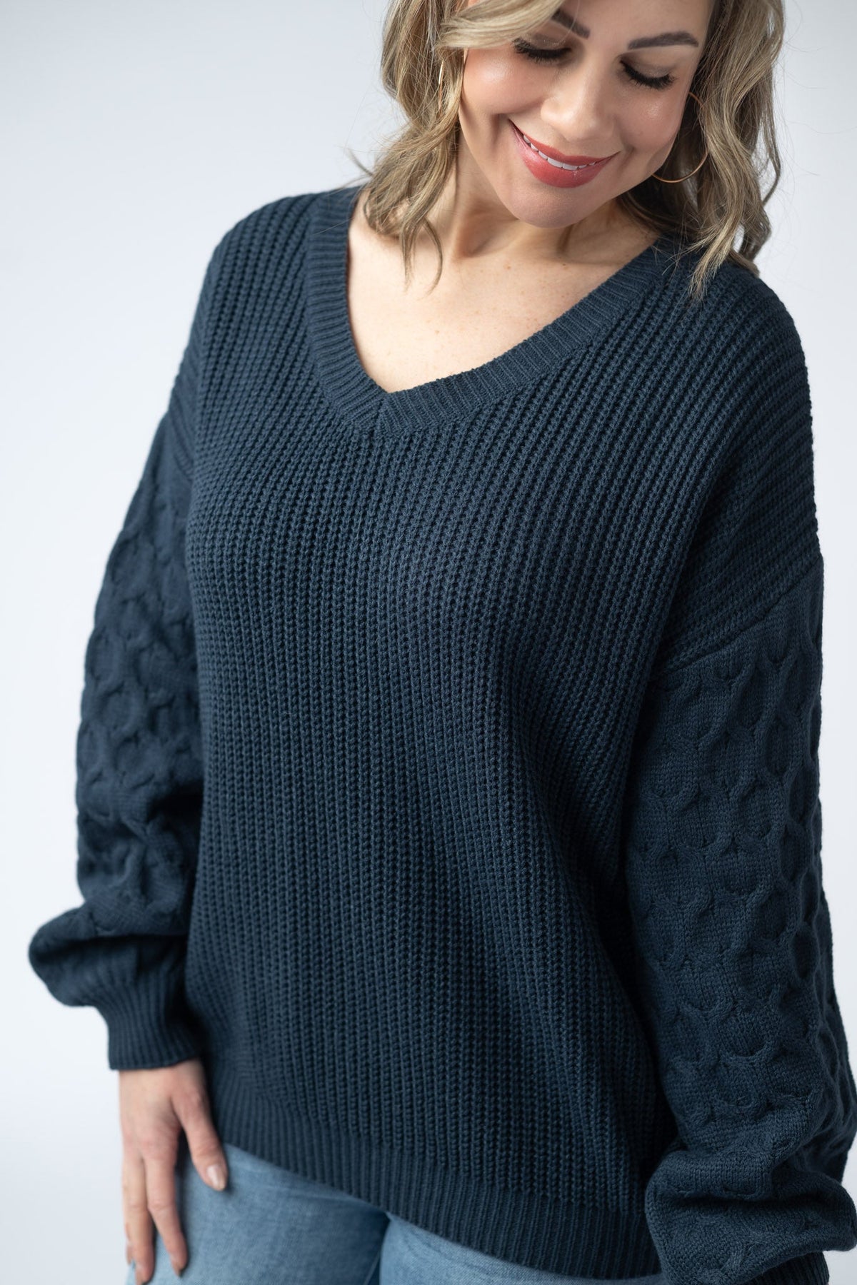 Talina Textured Sweater in Navy