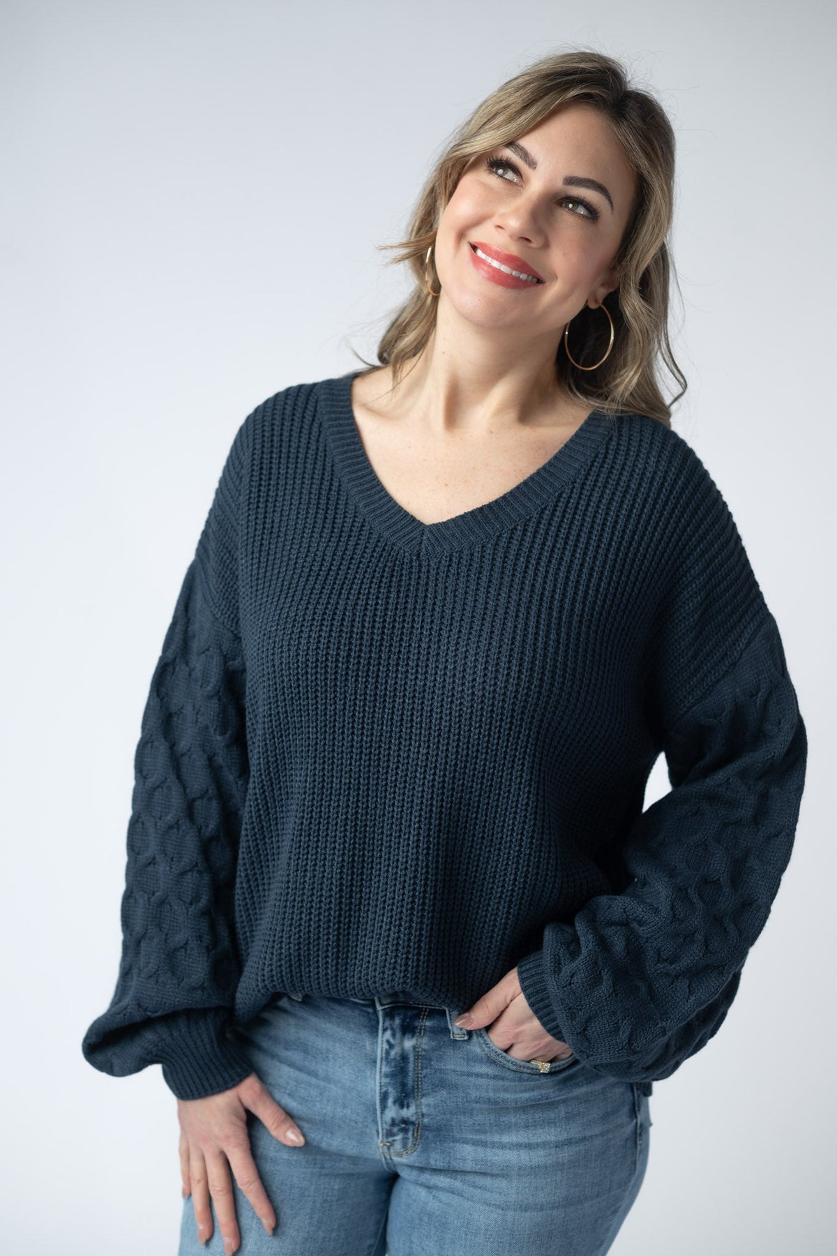 Talina Textured Sweater in Navy
