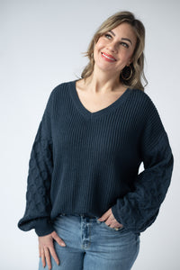 Talina Textured Sweater in Navy