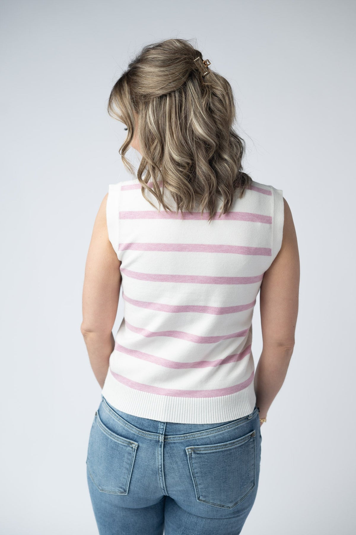 Lucy Striped Button Tank in Pink