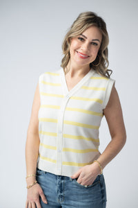 Lucy Striped Button Tank in Yellow