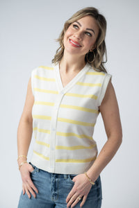 Lucy Striped Button Tank in Yellow