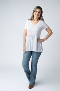 Sarah Ruffle Short Sleeve in White