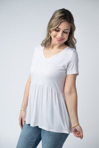 Sarah Ruffle Short Sleeve in White