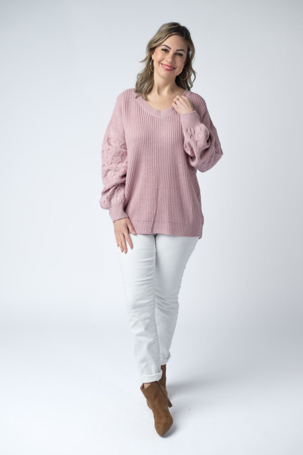 Talina Textured Sweater in Rose