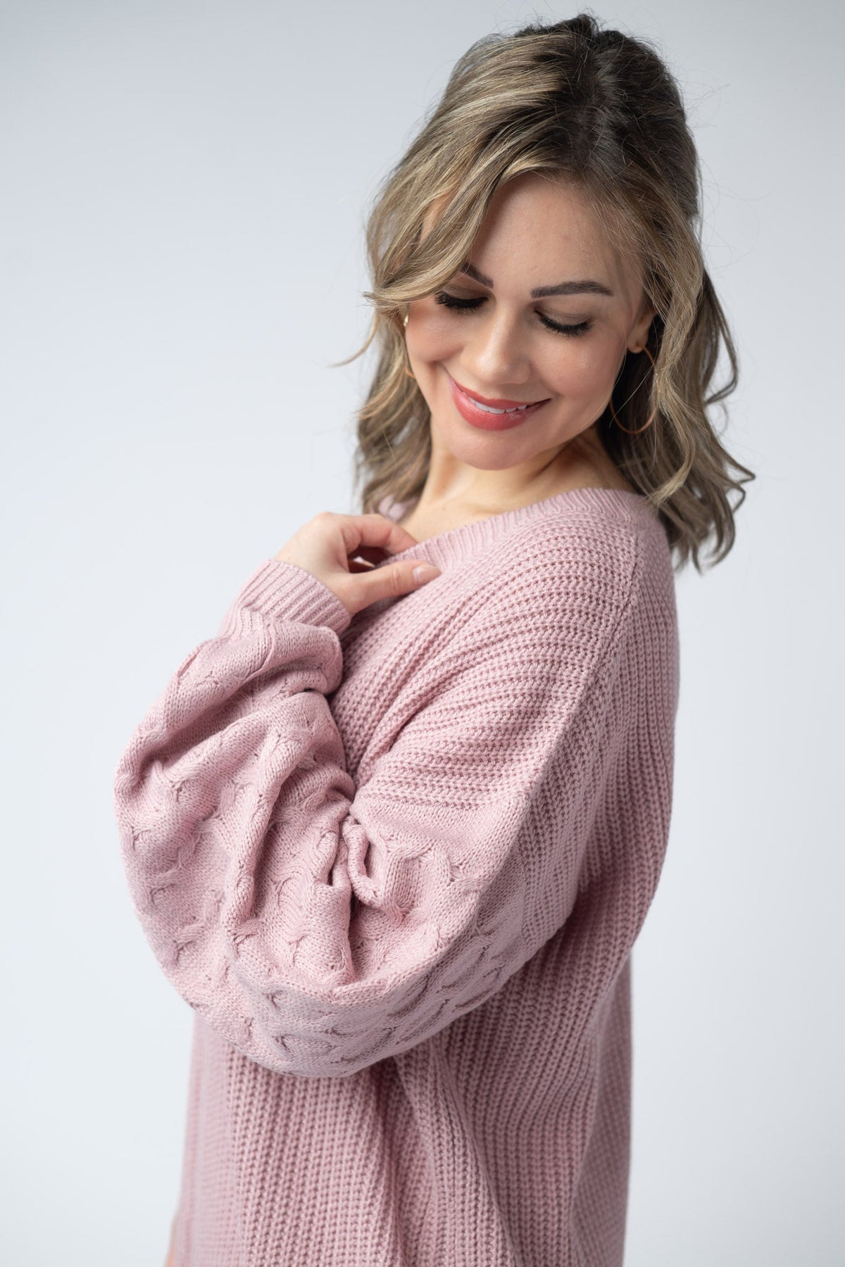 Talina Textured Sweater in Rose