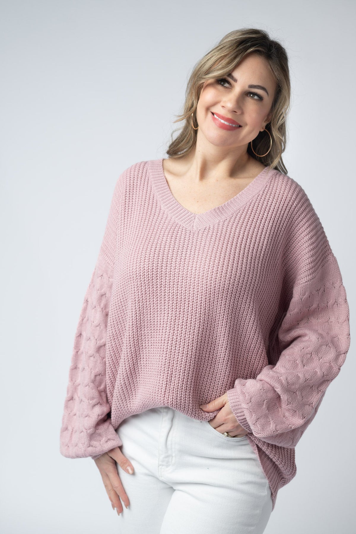 Talina Textured Sweater in Rose