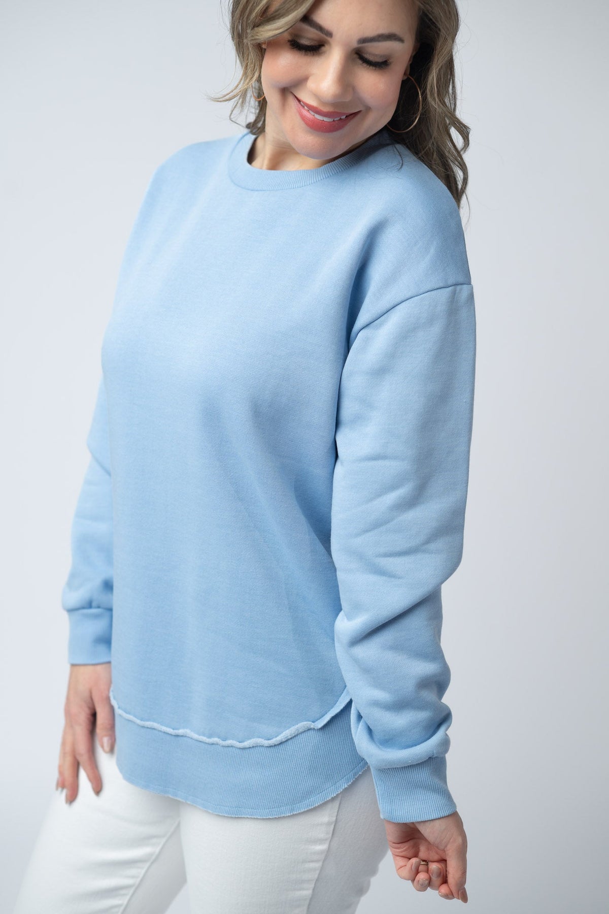 Vintage Wash Pullover in Dusty Blue