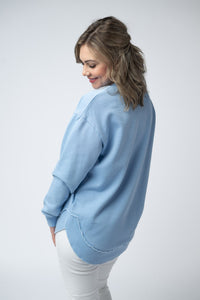 Vintage Wash Pullover in Dusty Blue