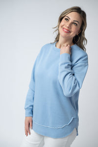 Vintage Wash Pullover in Dusty Blue