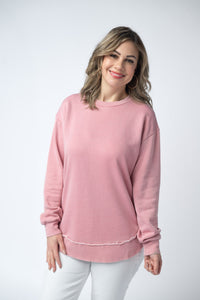 Vintage Wash Pullover in Dusty Pink