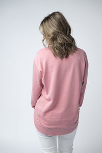 Vintage Wash Pullover in Dusty Pink
