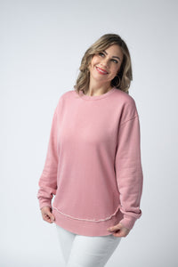 Vintage Wash Pullover in Dusty Pink