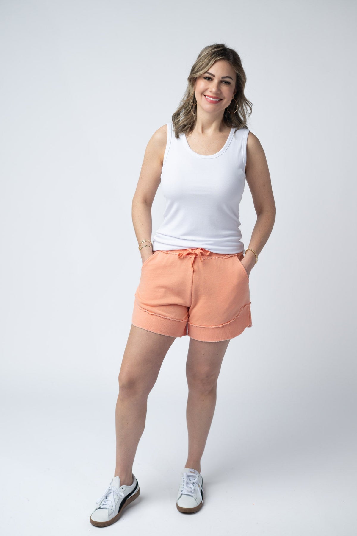 French Terry Stevie Shorts in Spring Peach