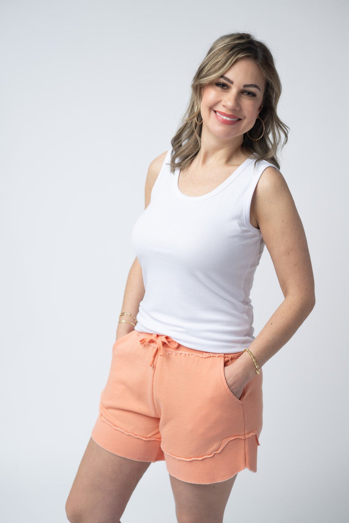 French Terry Stevie Shorts in Spring Peach