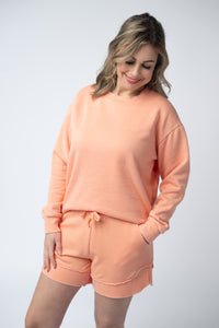 Vintage Wash Pullover in Spring Peach