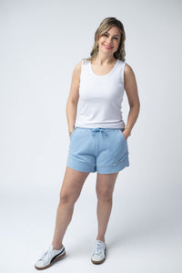 French Terry Stevie Shorts in Dusty Blue