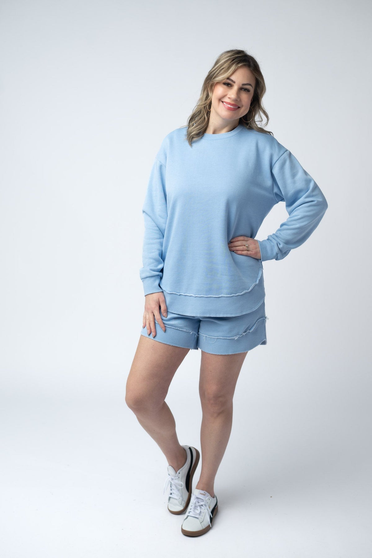 Vintage Wash Pullover in Dusty Blue