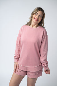 Vintage Wash Pullover in Dusty Pink