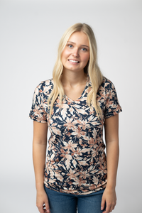 Sophie Top in Navy Autumn Petals