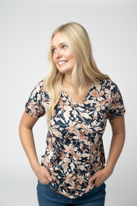 Sophie Top in Navy Autumn Petals