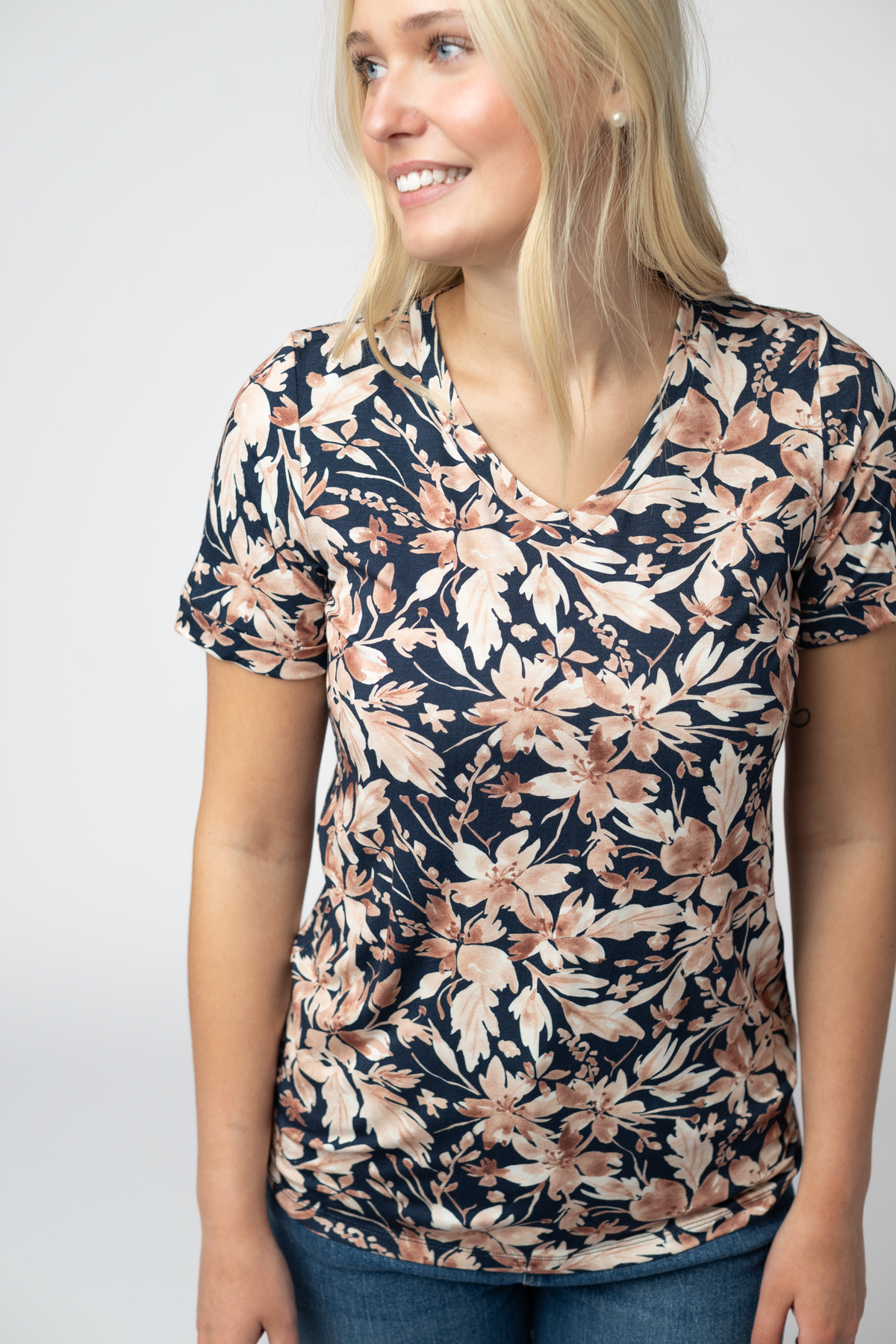 Sophie Top in Navy Autumn Petals