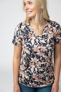 Sophie Top in Navy Autumn Petals