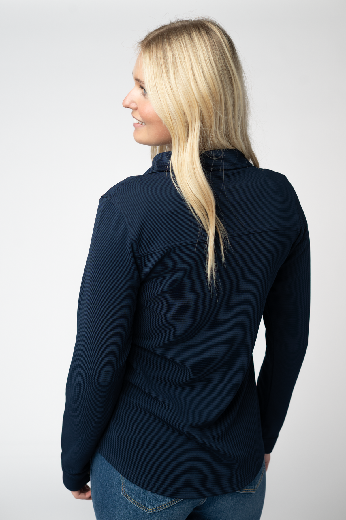 Ryleigh Ribbed Button Down in Navy