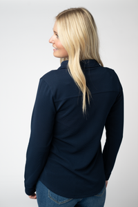 Ryleigh Ribbed Button Down in Navy