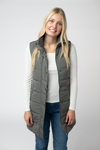 Harlow Long Vest in Grey