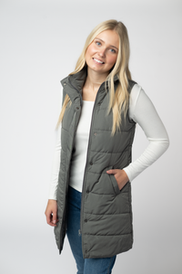 Harlow Long Vest in Grey