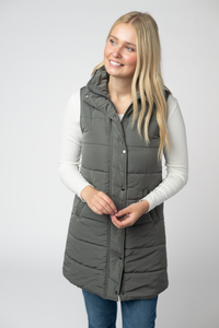 Harlow Long Vest in Grey