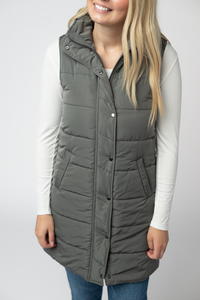 Harlow Long Vest in Grey