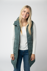 Harlow Long Vest in Teal