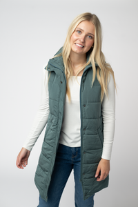Harlow Long Vest in Teal