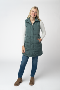 Harlow Long Vest in Teal