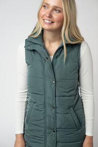 Harlow Long Vest in Teal