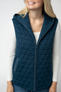 Heather Geometric Hooded Vest in Teal