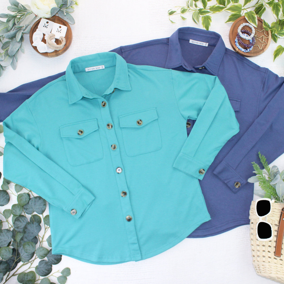 Brenna Button Down Top in Teal