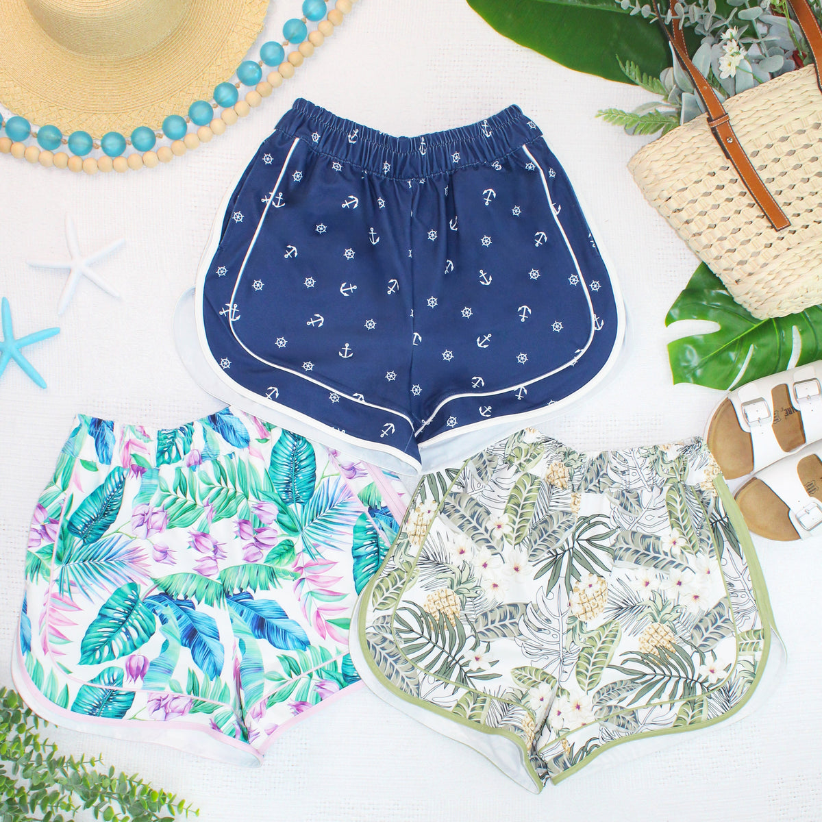 Dolphin Shorts in Tropical Leaf