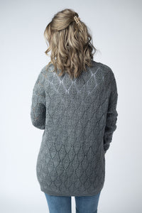 Open Knit Cardigan in Grey