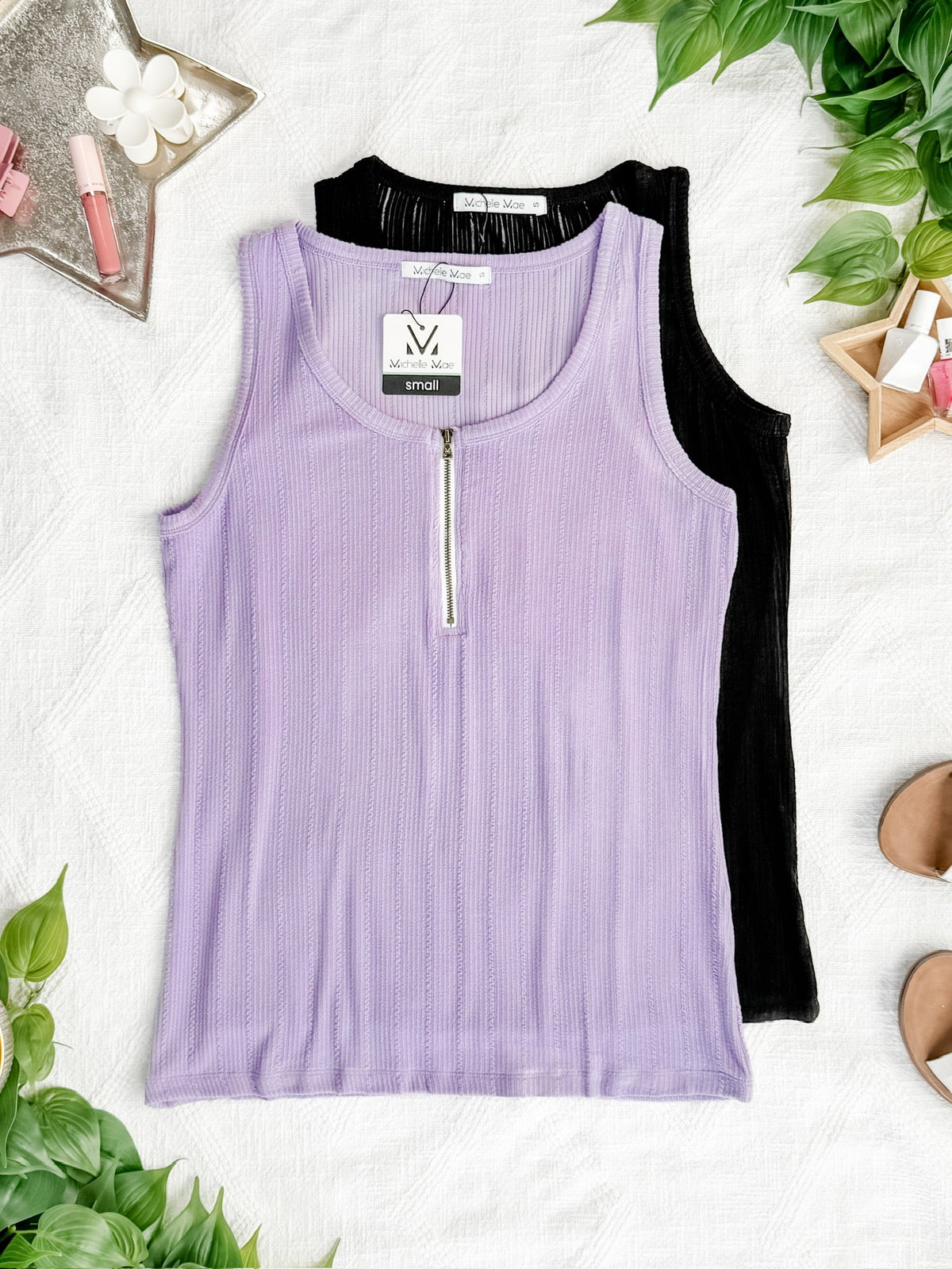 Mila Zipper Tank in Black