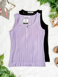 Mila Zipper Tank in Black