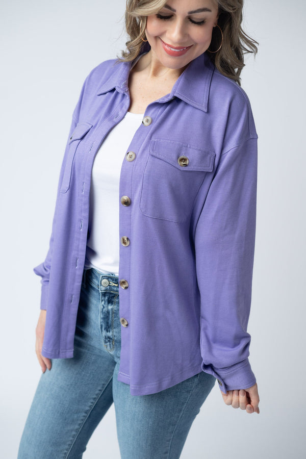 Brenna Button Down Top in Purple