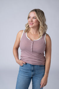 Shiloh Button Snap Tank in Dusty Rose