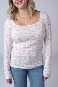 Alyssa Long Sleeve Top in Pretty in Pink Floral