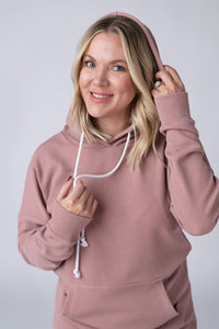 Kacey Ribbed Hoodie in Rose