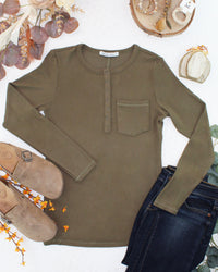 Georgia Long Sleeve Top in Olive