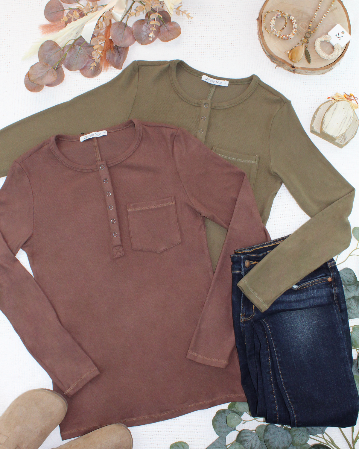 Georgia Long Sleeve Top in Brown